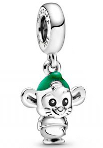 Charm ratón de pie con gorro verde