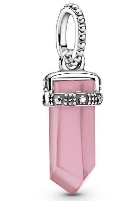 Charm colgante cristal rosa en punta