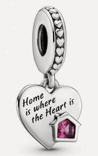 Charm colgante corazón Home is where the Heart is casa rosa