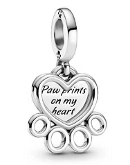 Charm colgante corazón Paw prints on my heart huella