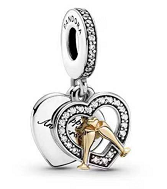Charm colgante corazón pavé árbol familiar dorado
