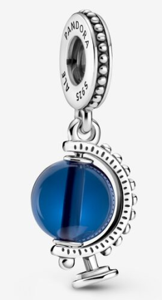Charm colgante globo terráqueo plata cristal azul