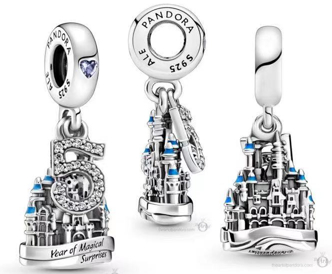 Charm colgante castillo Disney 5 aniversario esmalte azul