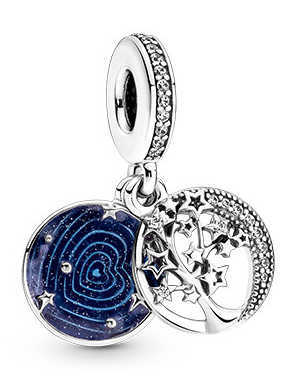 Charm colgante galaxia corazón y estrellas pavé