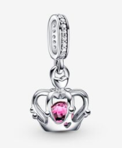 Charm colgante corona piedra rosa bisel pavé