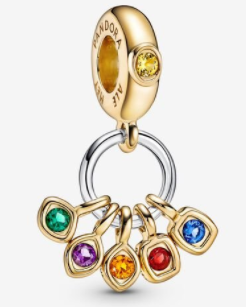 Charm colgante aro circonias multicolor baño dorado