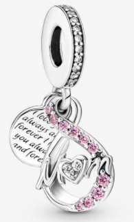 Charm colgante infinito circonias rosa y corazón
