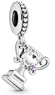 Charm colgante pergamino con lazo y flor morada