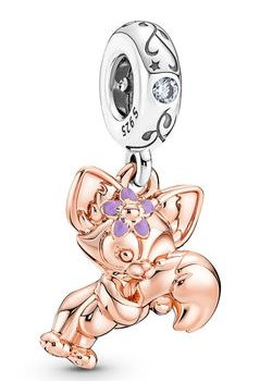 Charm colgante gatito baño oro rosa Pandora