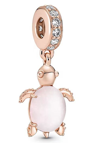 Charm colgante tortuga baño oro rosa piedra rosa Pandora
