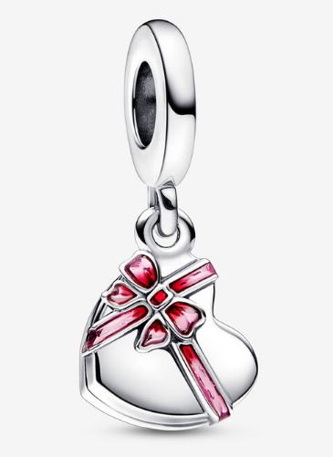 Charm colgante corazón regalo con lazo rojo Pandora
