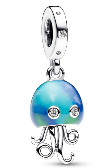 Charm colgante medusa esmalte azul y verde