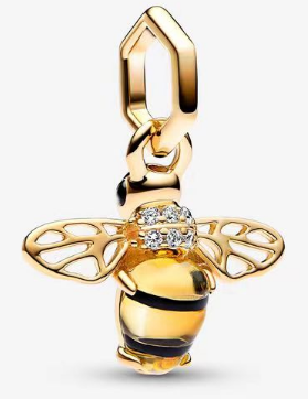 Charm colgante abeja baño dorado rayas negras