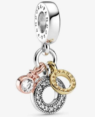 [P602] Charm colgante racimo de aros Pandora tricolor