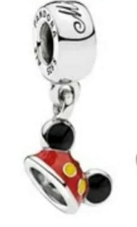 [P606] Charm colgante gorro Mickey Mouse esmalte rojo y negro