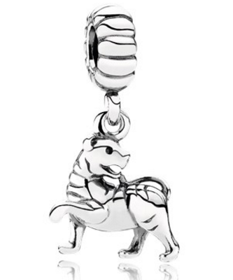 Charm colgante tigre plata rayas grabadas