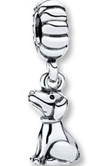 Charm colgante perro sentado plata