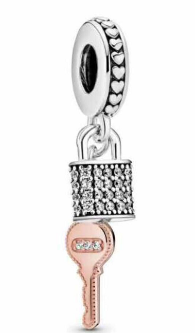 Charm colgante candado y llave bicolor