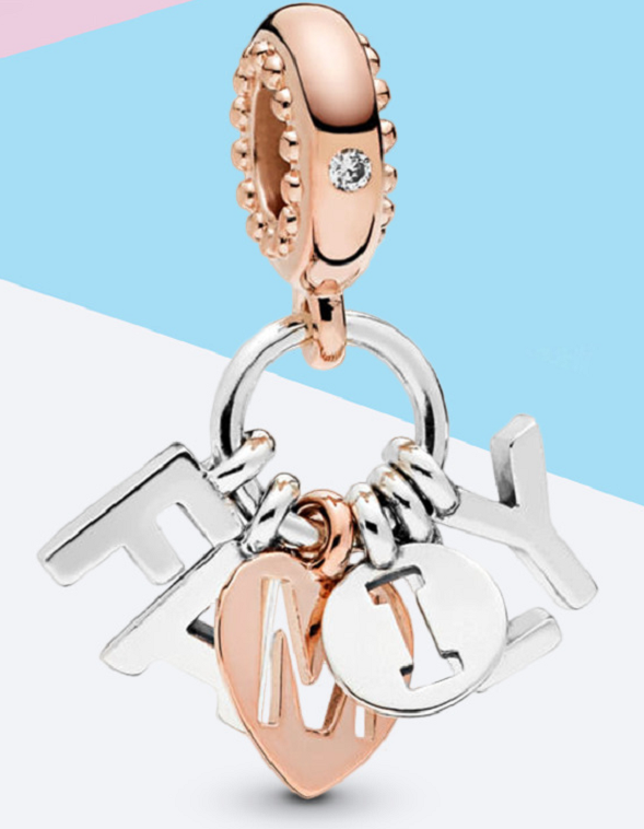 Charm colgante letras Family bicolor