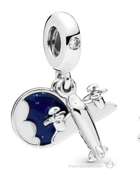 Charm colgante avión esmalte azul estrellado