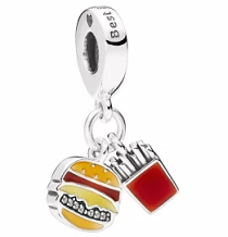 Charm colgante hamburguesa y papas fritas esmalte Pandora