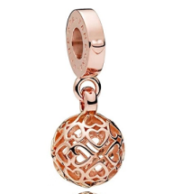 Charm colgante esfera calada corazones baño oro rosa Pandora