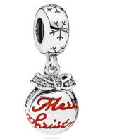 Charm colgante bola Merry Christmas esmalte rojo