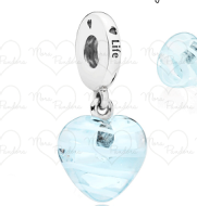 Charm colgante corazón cristal Murano azul claro