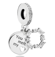 Charm colgante placa You Melt My y anillo baguette