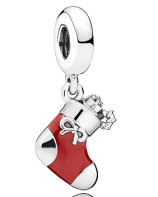 Charm colgante calcetín navideño esmalte rojo
