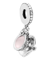 Charm colgante taza de té esmalte rosa