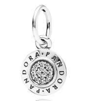 [P708] Charm colgante logotipo Pandora pavé circular