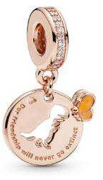 Charm colgante disco dinosaurio amistad oro rosa