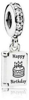 Charm colgante libro "Happy Birthday" con pastel