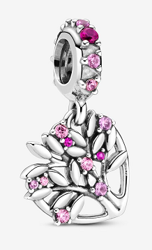 Charm colgante árbol de la vida corazón circonias rosa