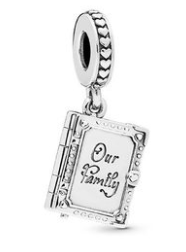 Charm colgante libro "Our Family" corazones