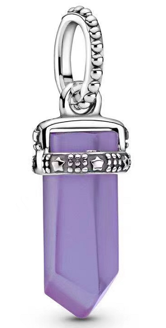 Charm colgante cristal punta lila con estrellas