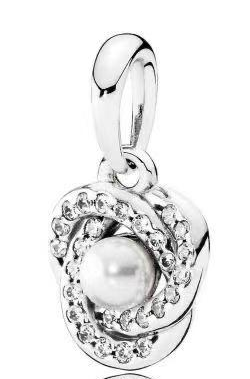 Charm colgante espiral pavé con perla blanca