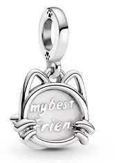 [P758] Charm colgante gato 'My Best Friend' plata
