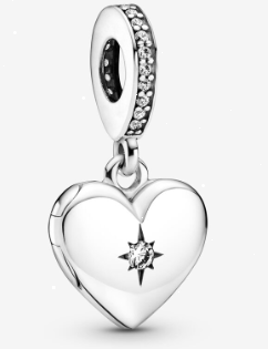 Charm colgante relicario corazón con estrella de circonias