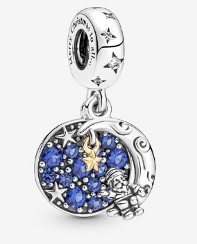 Charm colgante escena navideña Papá Noel pavé azul Pandora