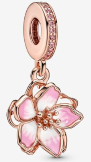 Charm colgante flor magnolia baño oro rosa Pandora