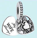 Charm colgante doble corazón My Wife pavé oscuro Pandora