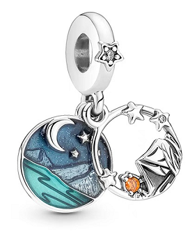 Charm colgante doble paisaje montaña y noche estrellada Pandora
