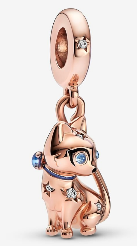 Charm colgante gato estelar baño oro rosa Pandora