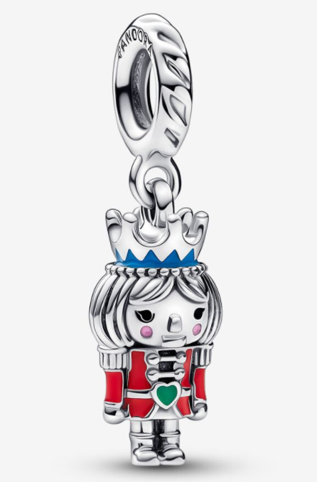 Charm colgante cascanueces navideño esmalte rojo y azul