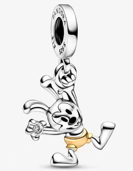 [P833] Charm colgante Mickey Mouse corriendo baño dorado