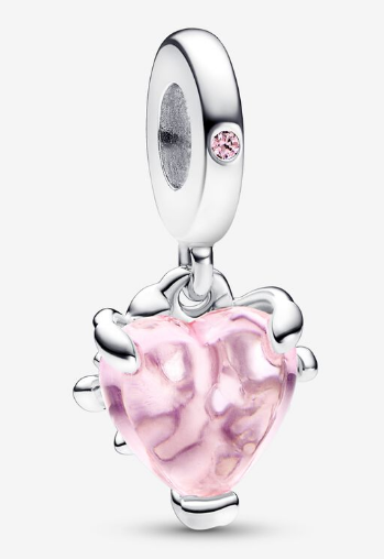 Charm colgante corazón cristal de Murano rosa