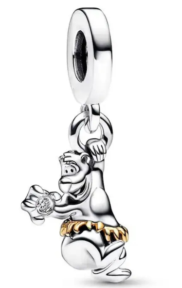 Charm colgante oso con flor baño dorado