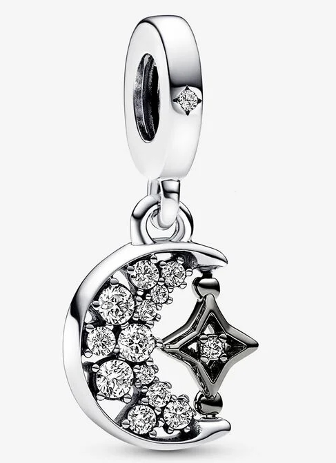 Charm colgante luna creciente y estrella circonias